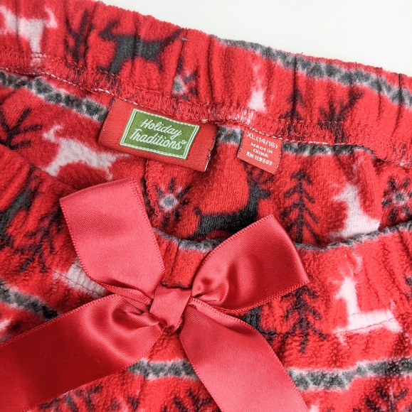 Girls Red Holiday Pajama Bottoms - Picture 4 of 6